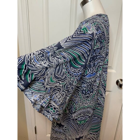 BCBG Max Azria Tati Blue Green Geometric Sheer Cover-Up Tunic, Size XS - Picture 5 of 9